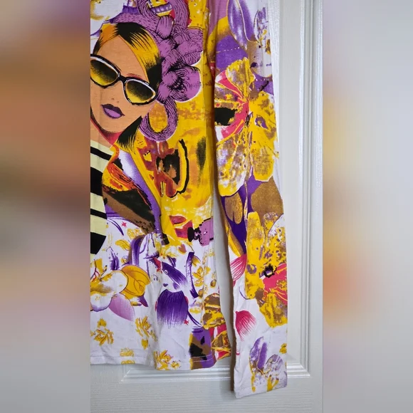 Paolo Santini M Della Vita Multiclrd Lslv Pop art Floral Print Women's T-shirt - Picture 3 of 12